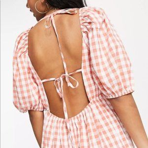 Asos Design Sweetheart Neck Maxi Dress With Pephem In Gingham Size 6 WORN ONCE